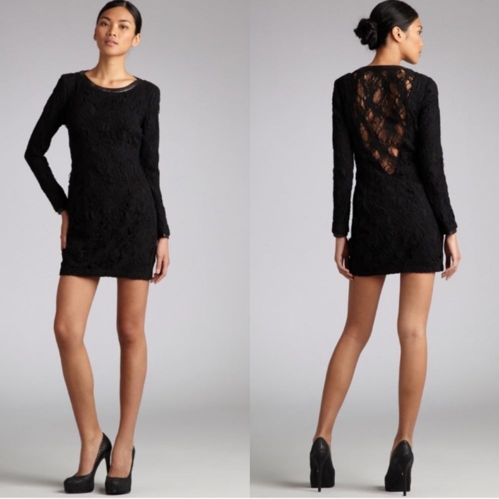 Rag and Bone Sheila Black Lace and Leather Mini Dress 2